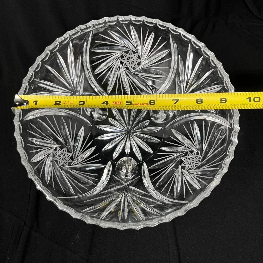 American Cut Pinwheel 3 Toed Vegetable Serving Bowl Crystal‎ 9.5